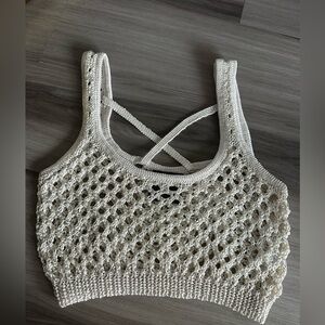 Bershka Cream Crochet Crop Top